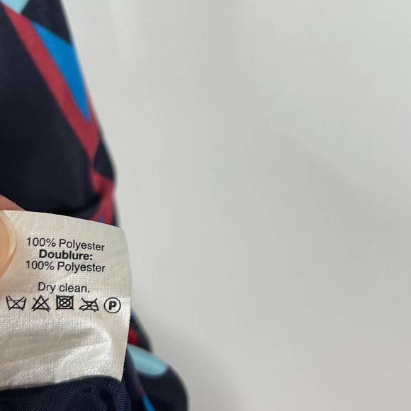 J Crew Size 2 Blue Pink Red Geometric Print Sheath Dress Short Sleeve Keyhole - Picture 11 of 12